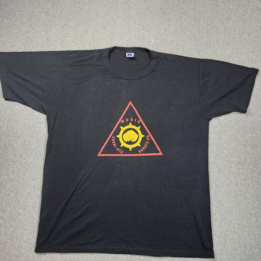 Russell Athletic T-Shirt Mens Large Black Excellent Vintage Shuri-Ryu Karate USA